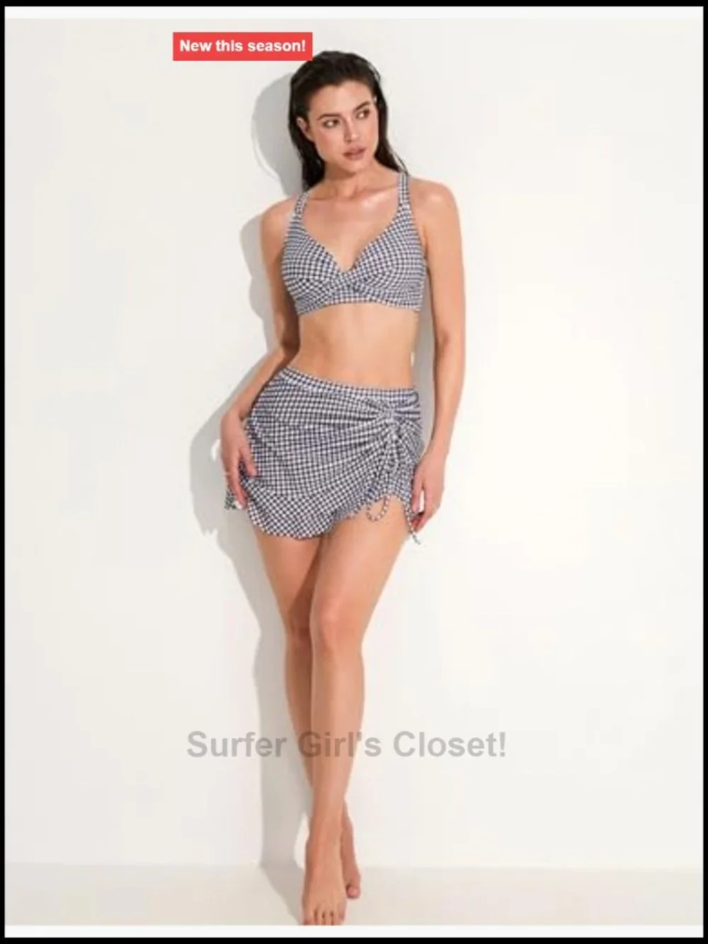 High Waisted Bikini Set with Swim Skirt Criss Cross Top Adjustable Straps
